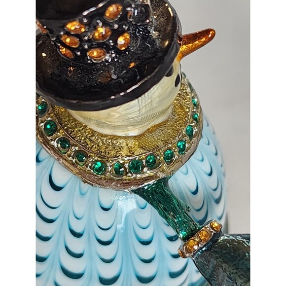 Fitz & Floyd 2006 Guild Holiday Snowman Trinket Box Jeweled Magnetic Closure - Picture 8 of 16